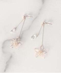 ワイヤー花×キュービックピアス