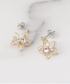 ワイヤービジュー花ピアス