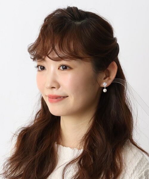 ITS'DEMO / イッツデモ ピアス・イヤリング | フェイクパール付クローバーキュービックピアス | 詳細5