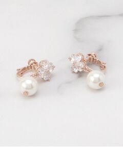 ITS'DEMO / イッツデモ ピアス・イヤリング | フェイクパール付クローバーキュービックイヤリング