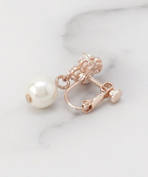 ITS'DEMO / イッツデモ ピアス・イヤリング | フェイクパール付クローバーキュービックイヤリング | 詳細3