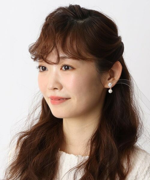 ITS'DEMO / イッツデモ ピアス・イヤリング | フェイクパール付クローバーキュービックイヤリング | 詳細5