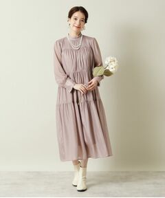 【結婚式・パーティに】シャイニー楊柳ワンピース＜ドレスコレクション＞