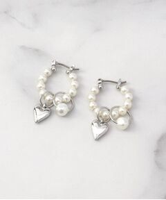 ITS'DEMO / イッツデモ ピアス・イヤリング | ハートトップパール調フープピアス