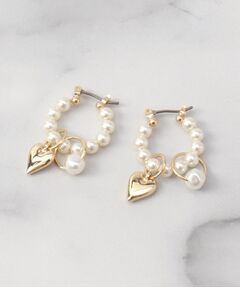 ITS'DEMO / イッツデモ ピアス・イヤリング | ハートトップパール調フープピアス