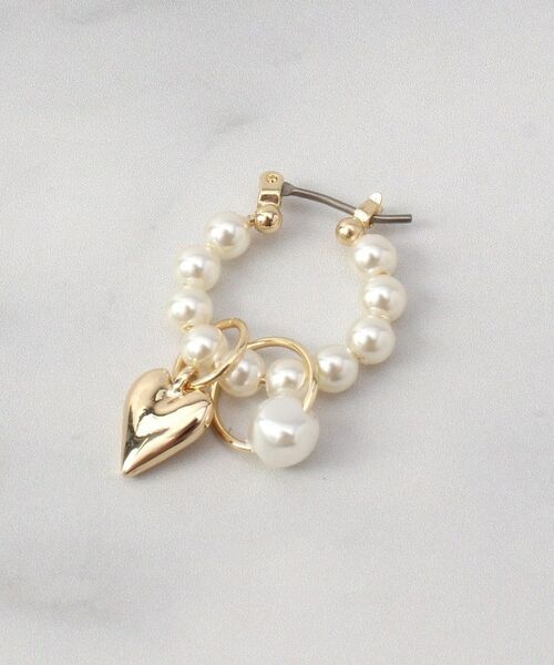 ITS'DEMO / イッツデモ ピアス・イヤリング | ハートトップパール調フープピアス | 詳細2