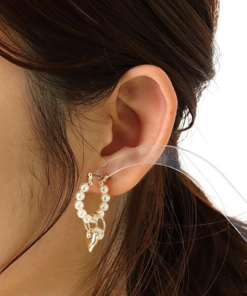 ITS'DEMO / イッツデモ ピアス・イヤリング | ハートトップパール調フープピアス | 詳細5