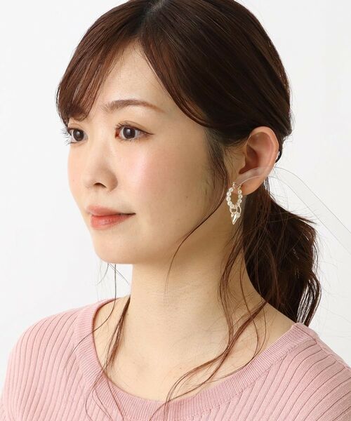 ITS'DEMO / イッツデモ ピアス・イヤリング | ハートトップパール調フープピアス | 詳細6