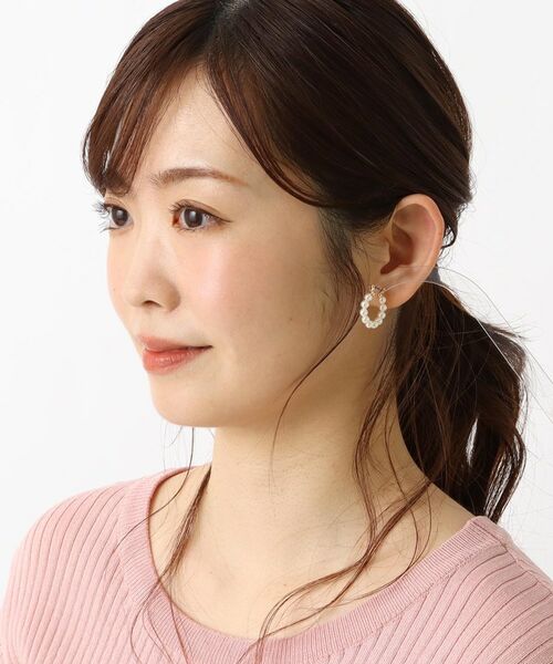 ITS'DEMO / イッツデモ ピアス・イヤリング | ハートトップパール調フープピアス | 詳細8
