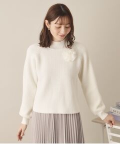 ITS'DEMO / イッツデモ ニット・セーター | 【手洗い可】コサージュ付きニット