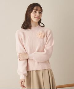 ITS'DEMO / イッツデモ ニット・セーター | 【手洗い可】コサージュ付きニット