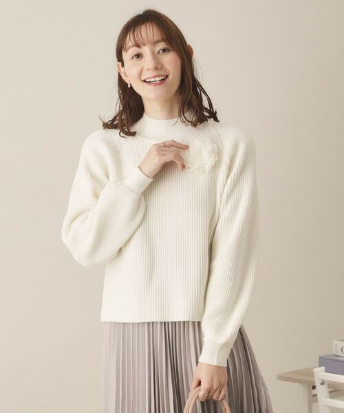 ITS'DEMO / イッツデモ ニット・セーター | 【手洗い可】コサージュ付きニット | 詳細1