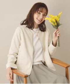 ITS'DEMO / イッツデモ ノーカラージャケット | 【通勤／M・Lサイズ展開】カットフェイクスエードジャケット