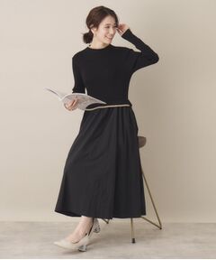 ITS'DEMO / イッツデモ ロング・マキシ丈ワンピース | 【手洗い可／ウエスト総ゴム】ドッキングワンピース