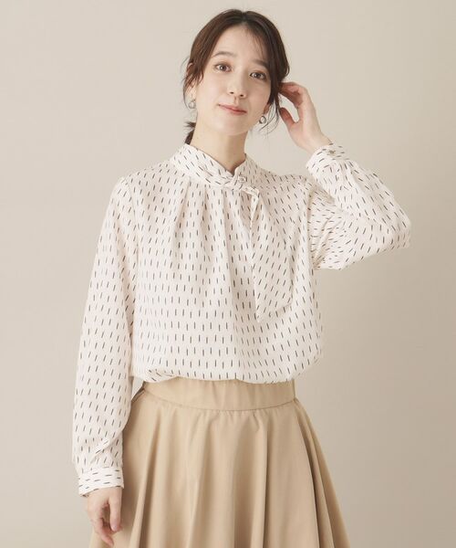ITS'DEMO / イッツデモ シャツ・ブラウス | 【通勤／手洗い可】幾何柄ボウタイブラウス | 詳細3