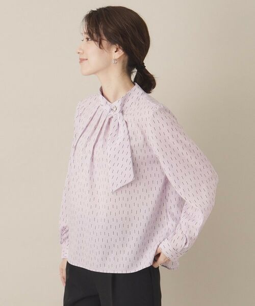ITS'DEMO / イッツデモ シャツ・ブラウス | 【通勤／手洗い可】幾何柄ボウタイブラウス | 詳細7