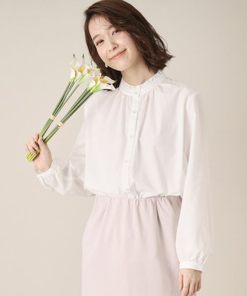 ITS'DEMO / イッツデモ シャツ・ブラウス | 【通勤／手洗い可】パール調ボタン前開きブラウス | 詳細1