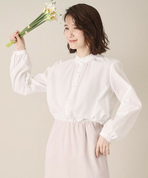 ITS'DEMO / イッツデモ シャツ・ブラウス | 【通勤／手洗い可】パール調ボタン前開きブラウス | 詳細2