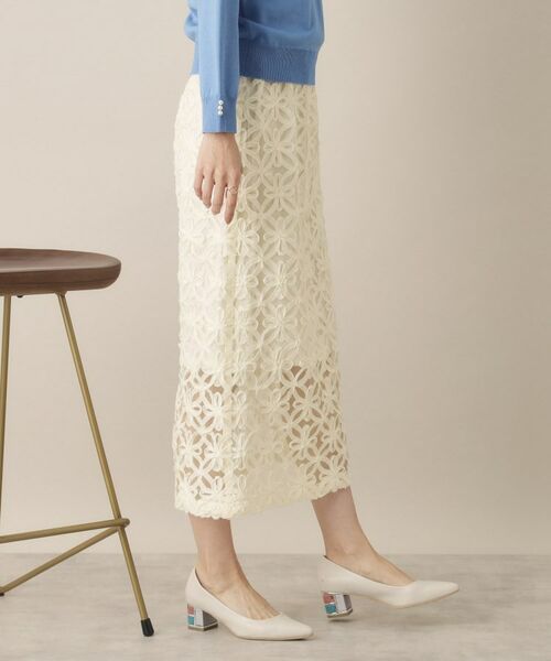 ITS'DEMO / イッツデモ ロング・マキシ丈スカート | 【手洗い可／ウエスト総ゴム】花チュールタイトスカート | 詳細1