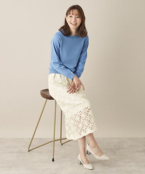 ITS'DEMO / イッツデモ ロング・マキシ丈スカート | 【手洗い可／ウエスト総ゴム】花チュールタイトスカート | 詳細2