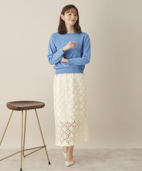 ITS'DEMO / イッツデモ ロング・マキシ丈スカート | 【手洗い可／ウエスト総ゴム】花チュールタイトスカート | 詳細3