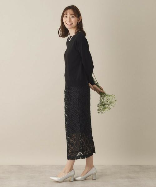 ITS'DEMO / イッツデモ ロング・マキシ丈スカート | 【手洗い可／ウエスト総ゴム】花チュールタイトスカート | 詳細7