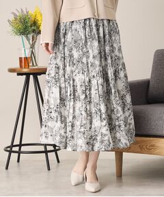 ITS'DEMO / イッツデモ ロング・マキシ丈スカート | 【通勤／手洗い可／ウエスト総ゴム】花柄プリーツスカート