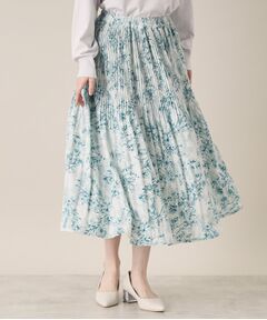 ITS'DEMO / イッツデモ ロング・マキシ丈スカート | 【通勤／手洗い可／ウエスト総ゴム】花柄プリーツスカート