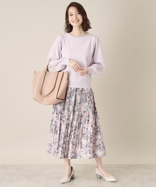 ITS'DEMO / イッツデモ ロング・マキシ丈スカート | 【通勤／手洗い可／ウエスト総ゴム】花柄プリーツスカート | 詳細10