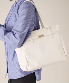 ITS'DEMO / イッツデモ ハンドバッグ | 【通勤／10ポケット】ベルト飾り付角シボA4トート