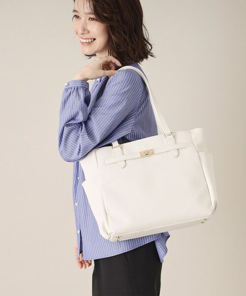 ITS'DEMO / イッツデモ ハンドバッグ | 【通勤／10ポケット】ベルト飾り付角シボA4トート | 詳細1