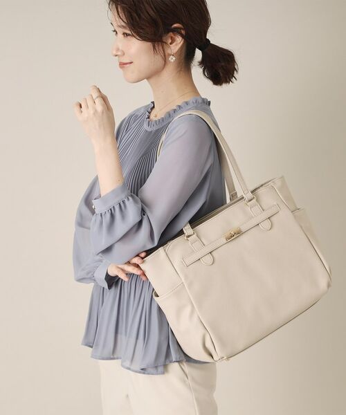 ITS'DEMO / イッツデモ ハンドバッグ | 【通勤／10ポケット】ベルト飾り付角シボA4トート | 詳細5