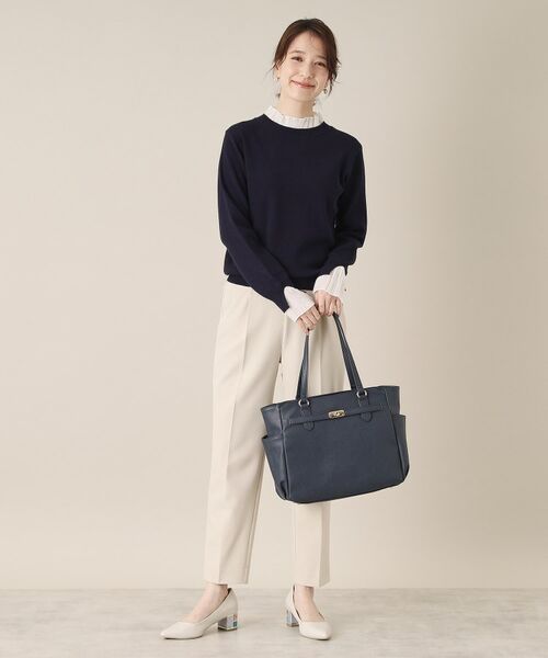 ITS'DEMO / イッツデモ ハンドバッグ | 【通勤／10ポケット】ベルト飾り付角シボA4トート | 詳細8