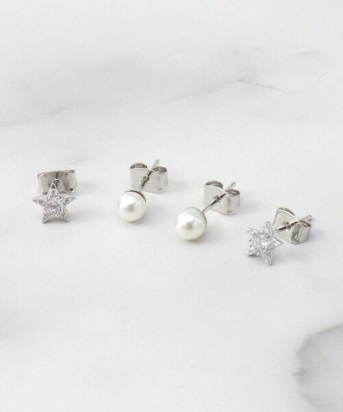 ITS'DEMO / イッツデモ ピアス・イヤリング | ４Ｐセット星ｘパール調ピアス | 詳細1