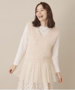 ITS'DEMO / イッツデモ ベスト | 【手洗い可】ニット×チュールジレ