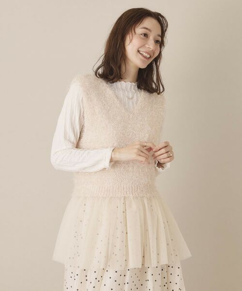 ITS'DEMO / イッツデモ ベスト | 【手洗い可】ニット×チュールジレ | 詳細1