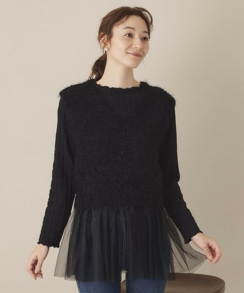 ITS'DEMO / イッツデモ ベスト | 【手洗い可】ニット×チュールジレ | 詳細9