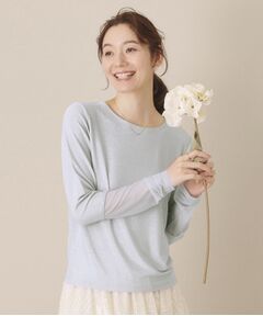 ITS'DEMO / イッツデモ カットソー | 【手洗い可】袖シアーラメインナー