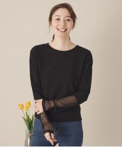 ITS'DEMO / イッツデモ カットソー | 【手洗い可】袖シアーラメインナー