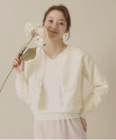 ITS'DEMO / イッツデモ カーディガン・ボレロ | 【手洗い可】パール調スカラップカーデ