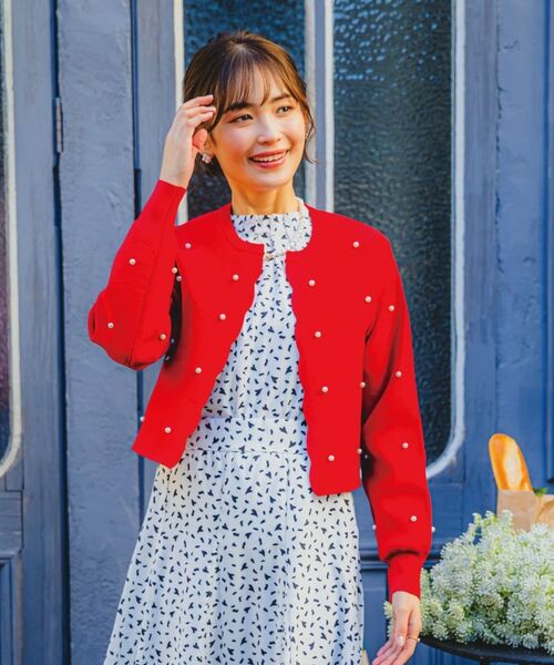 ITS'DEMO / イッツデモ カーディガン・ボレロ | 【手洗い可】パール調スカラップカーデ | 詳細1