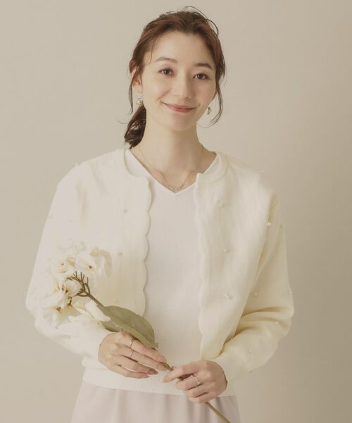 ITS'DEMO / イッツデモ カーディガン・ボレロ | 【手洗い可】パール調スカラップカーデ | 詳細4