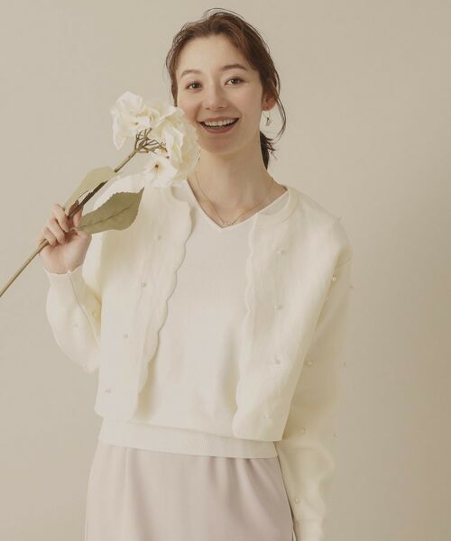 ITS'DEMO / イッツデモ カーディガン・ボレロ | 【手洗い可】パール調スカラップカーデ | 詳細5