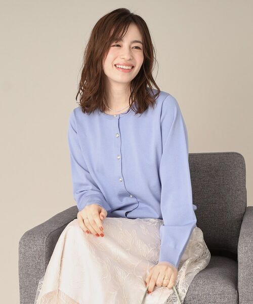 ITS'DEMO/イッツデモ 【縮みに強い/洗濯機OK/M・Lサイズ展開】クルーニットカーディガン ブルー(091) 38(M) ITS'DEMO/イッツデモ 【縮みに強い/洗濯機OK/M・Lサイズ展開】クルーニットカーディガン ブルー(091) 38(M)