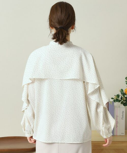 YILON DOT FRILL BLOUSE ドットフリルブラウス　白 Dot frill blouse – YILON