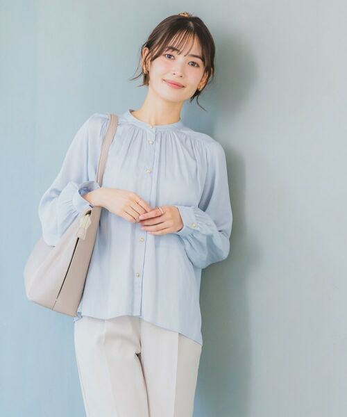 ITS'DEMO / イッツデモ シャツ・ブラウス | 【通勤／手洗い可】ナイルサテン長袖ブラウス | 詳細1