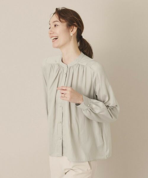 ITS'DEMO / イッツデモ シャツ・ブラウス | 【通勤／手洗い可】ナイルサテン長袖ブラウス | 詳細12