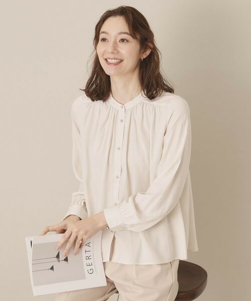 ITS'DEMO / イッツデモ シャツ・ブラウス | 【通勤／手洗い可】ナイルサテン長袖ブラウス | 詳細4