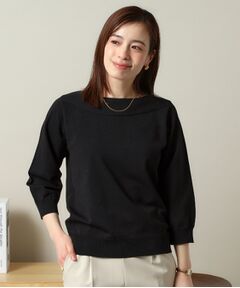 ITS'DEMO / イッツデモ ニット・セーター | 【縮みに強い／洗濯機OK】編地切替ボートネックニット