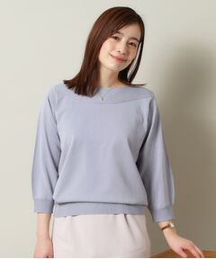 ITS'DEMO / イッツデモ ニット・セーター | 【縮みに強い／洗濯機OK】編地切替ボートネックニット